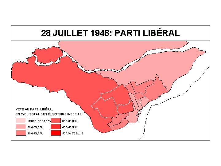 28 JUILLET 1948: PARTI LIBÉRAL VOTE AU PARTI LIBÉRAL EN % DU TOTAL DES