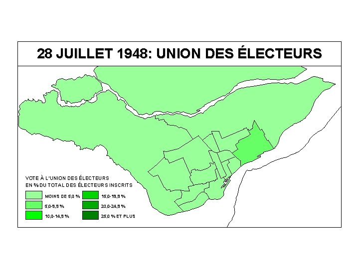 28 JUILLET 1948: UNION DES ÉLECTEURS VOTE À L’UNION DES ÉLECTEURS EN % DU