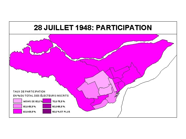 28 JUILLET 1948: PARTICIPATION TAUX DE PARTICIPATION EN % DU TOTAL DES ÉLECTEURS INSCRITS