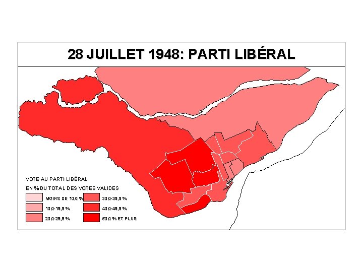 28 JUILLET 1948: PARTI LIBÉRAL VOTE AU PARTI LIBÉRAL EN % DU TOTAL DES