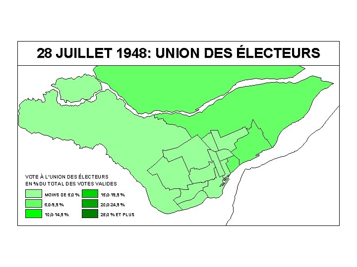 28 JUILLET 1948: UNION DES ÉLECTEURS VOTE À L’UNION DES ÉLECTEURS EN % DU