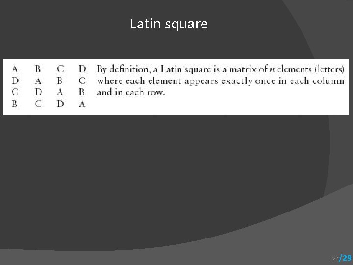 Latin square 24 /29 