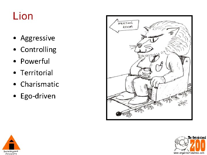 Lion • • • Aggressive Controlling Powerful Territorial Charismatic Ego-driven 