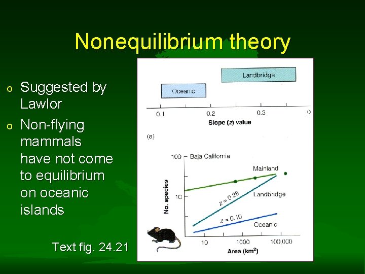 Nonequilibrium theory o o Suggested by Lawlor Non-flying mammals have not come to equilibrium