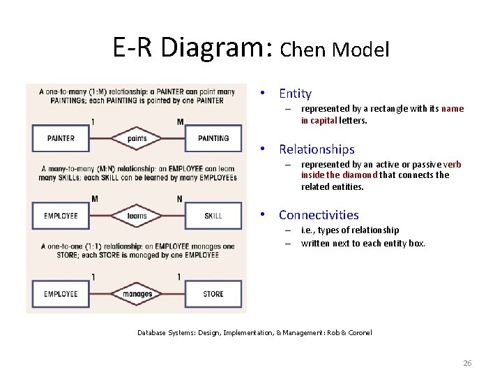 E-R Diagram: Chen Model • Entity – represented by a rectangle with its name E-R Diagram: Chen Model • Entity – represented by a rectangle with its name