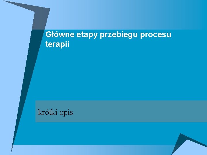 Główne etapy przebiegu procesu terapii krótki opis 