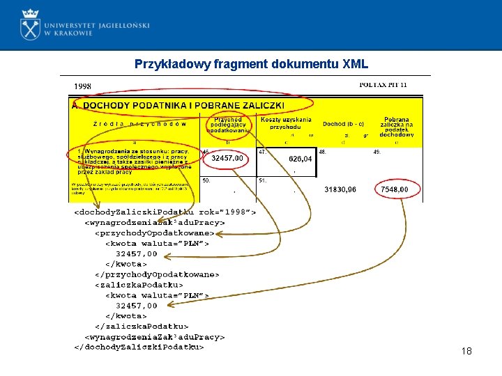Przykładowy fragment dokumentu XML 18 