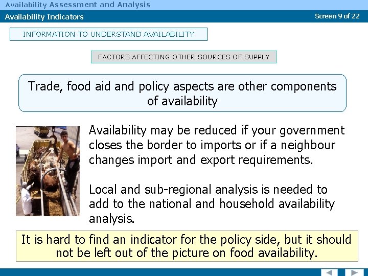 Availability Assessment and Analysis Availability Indicators Screen 9 of 22 INFORMATION TO UNDERSTAND AVAILABILITY