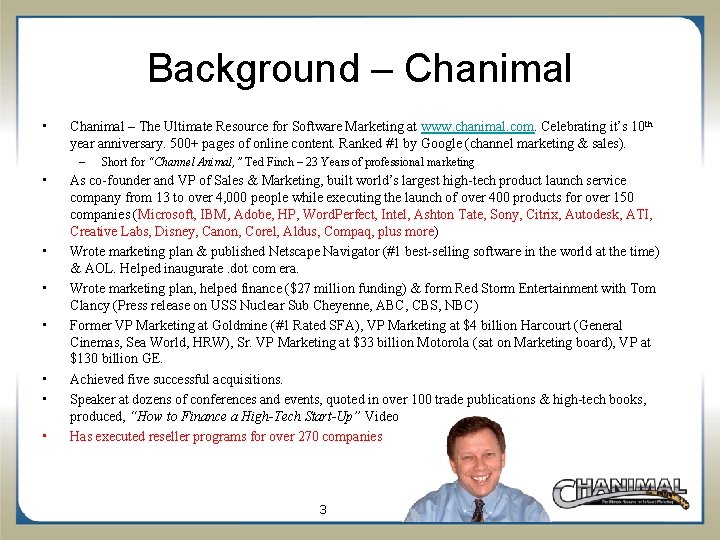 Background – Chanimal • Chanimal – The Ultimate Resource for Software Marketing at www.