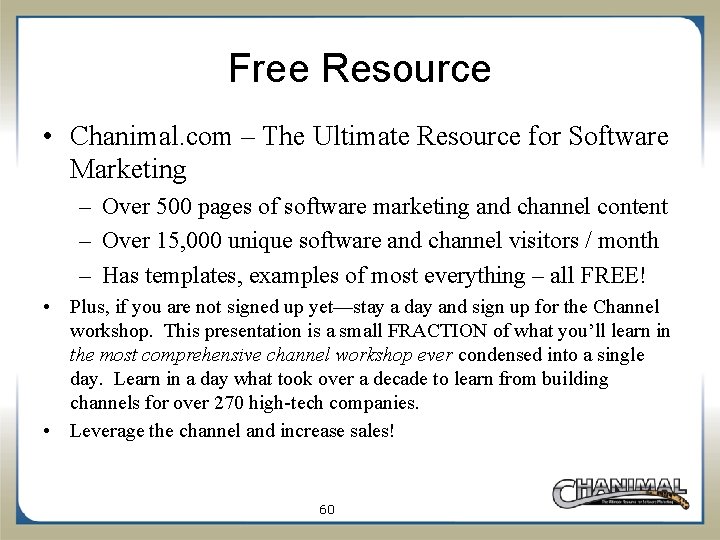 Free Resource • Chanimal. com – The Ultimate Resource for Software Marketing – Over
