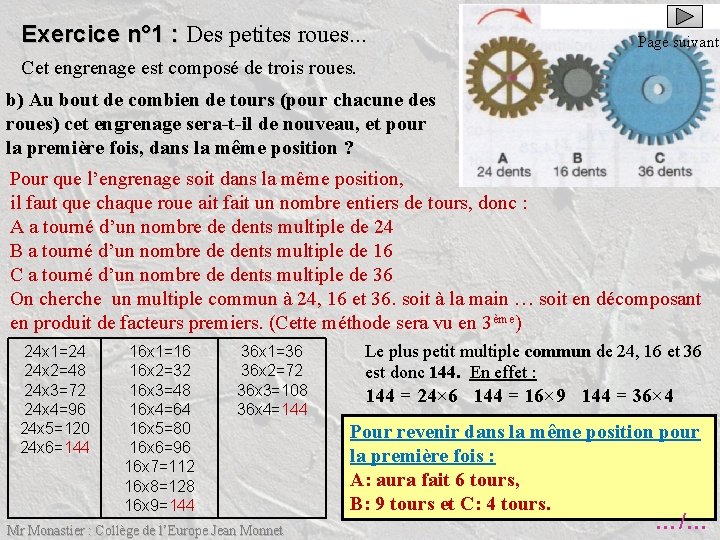 Exercice n° 1 : Des petites roues. . . Exercice n° 1 : Page