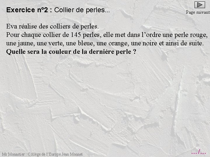 Exercice n° 2 : Collier de perles. . . Exercice n° 2 : Page