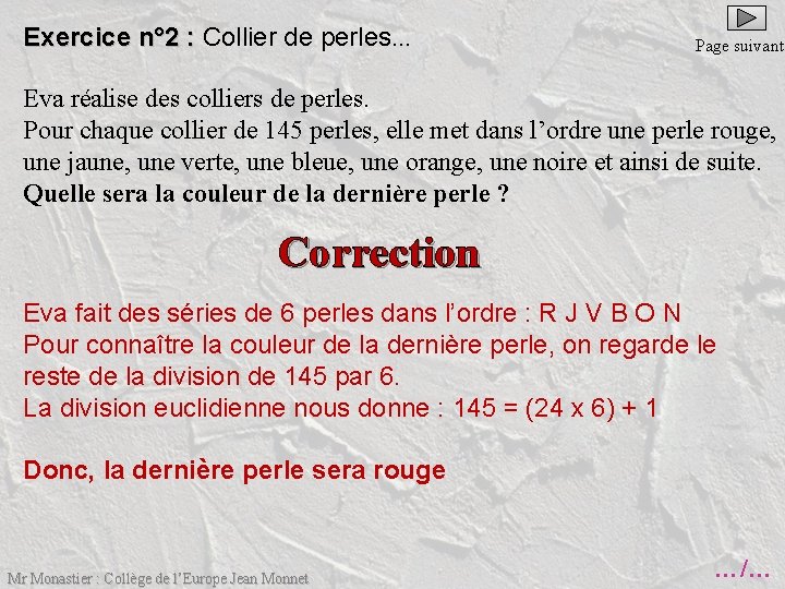 Exercice n° 2 : Collier de perles. . . Exercice n° 2 : Page