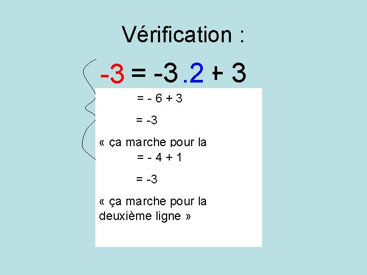 Vérification : y = -3 x. 2 + 3 -3 =-6+3 y = -2