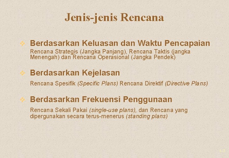 Jenis-jenis Rencana v Berdasarkan Keluasan dan Waktu Pencapaian Rencana Strategis (Jangka Panjang), Rencana Taktis