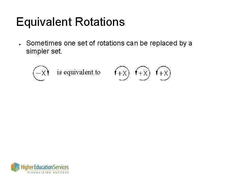 Equivalent Rotations ● Sometimes one set of rotations can be replaced by a simpler Equivalent Rotations ● Sometimes one set of rotations can be replaced by a simpler