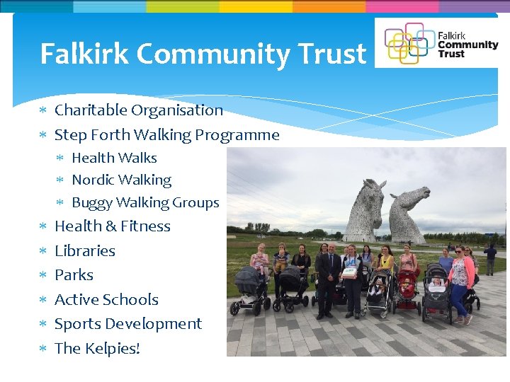 Falkirk Community Trust Charitable Organisation Step Forth Walking Programme Health Walks Nordic Walking Buggy