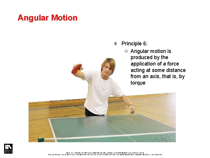 Angular Motion t Principle 6: v Angular motion is produced by the application of