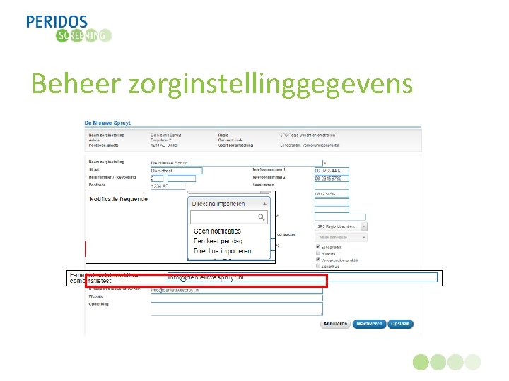 Beheer zorginstellinggegevens 