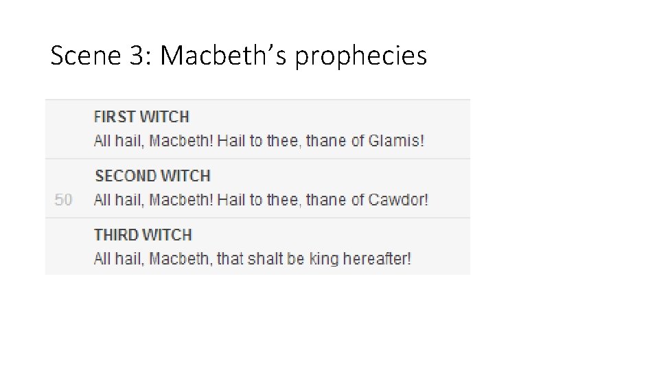 Scene 3: Macbeth’s prophecies 