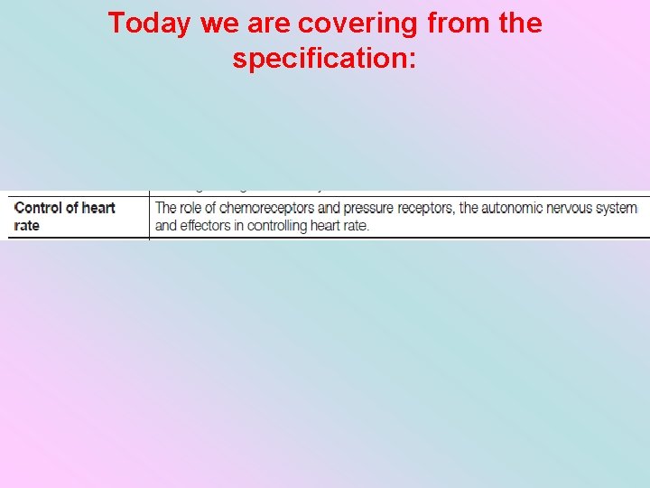 Today we are covering from the specification: 