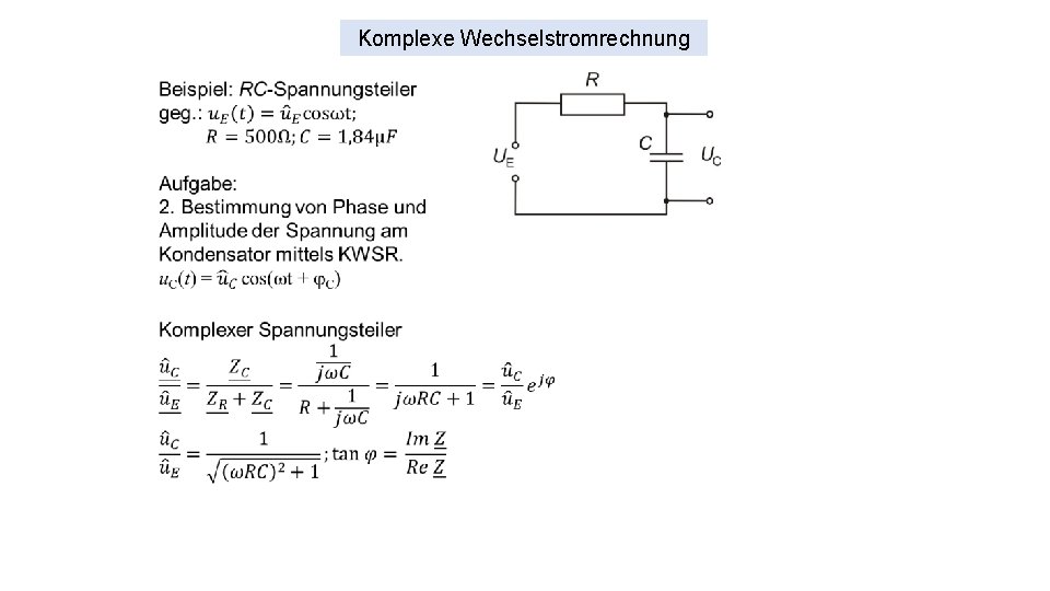 Komplexe Wechselstromrechnung 