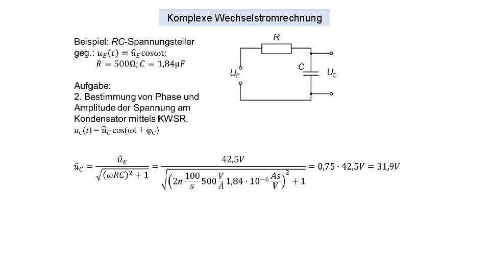 Komplexe Wechselstromrechnung 