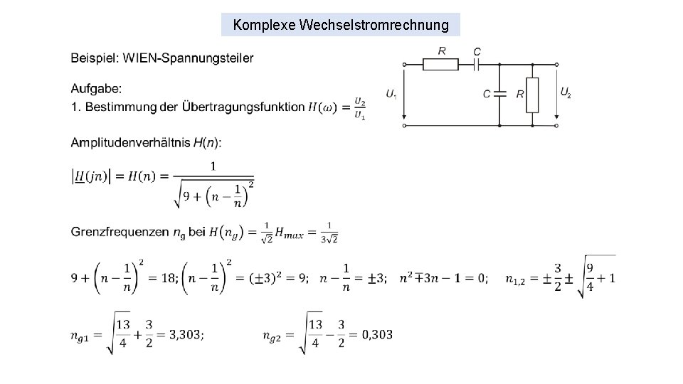 Komplexe Wechselstromrechnung 