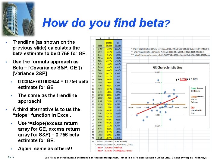 How do you find beta? • Trendline (as shown on the previous slide) calculates How do you find beta? • Trendline (as shown on the previous slide) calculates