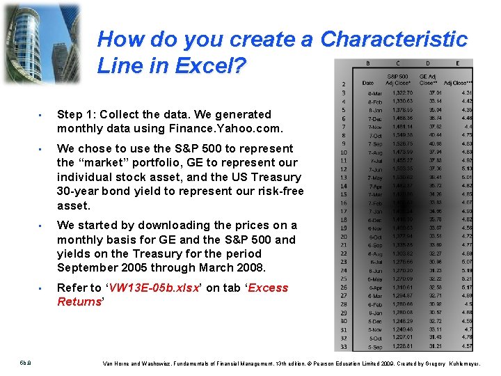 How do you create a Characteristic Line in Excel? 5 b. 8 • Step