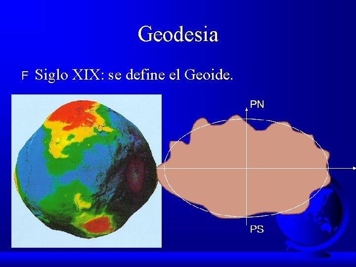 Geodesia F Siglo XIX: se define el Geoide. 