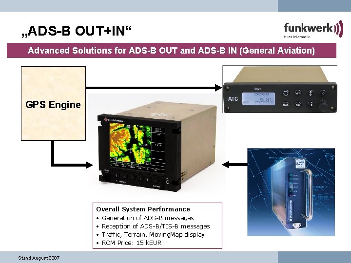 „ADS-B OUT+IN“ Advanced Solutions for ADS-B OUT and ADS-B IN (General Aviation) GPS Engine