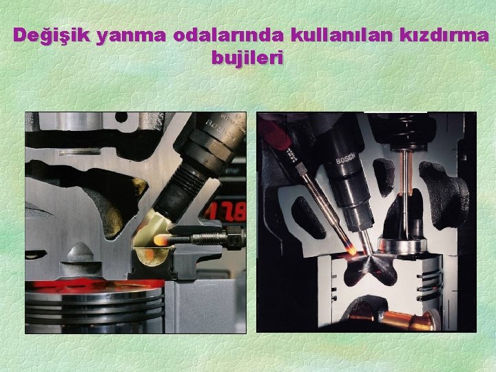 Değişik yanma odalarında kullanılan kızdırma bujileri 