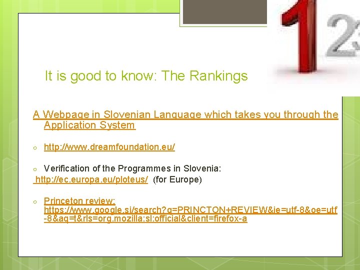 It is good to know: The Rankings A Webpage in Slovenian Language which takes