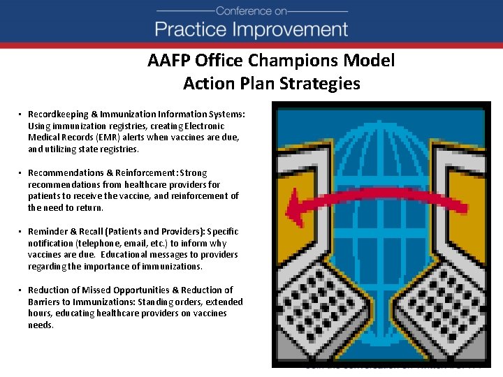 AAFP Office Champions Model Action Plan Strategies • Recordkeeping & Immunization Information Systems: Using