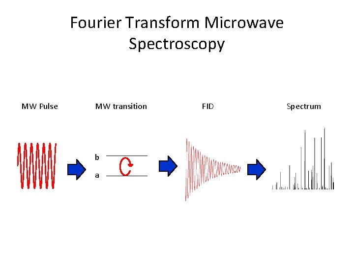 Fourier Transform Microwave Spectroscopy MW Pulse MW transition b a FID Spectrum 