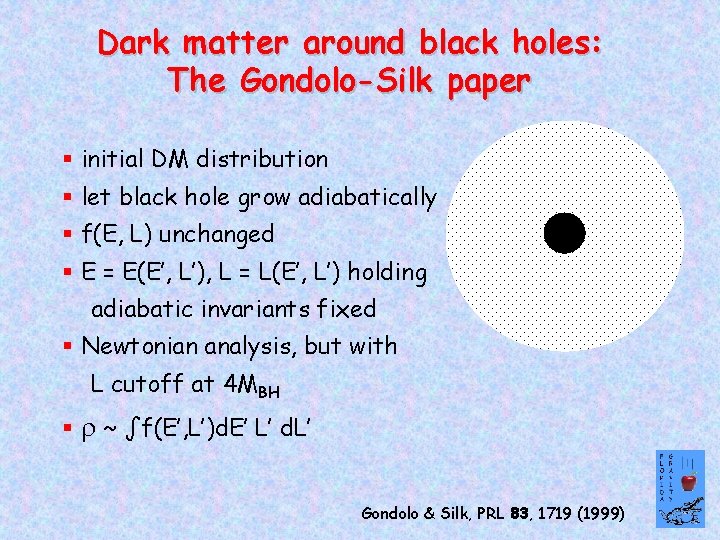 Dark matter around black holes: The Gondolo-Silk paper § initial DM distribution § let