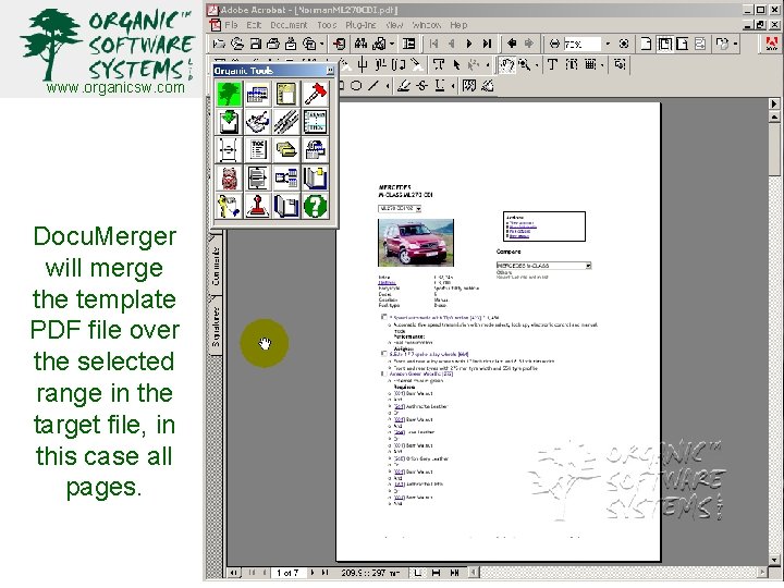 www. organicsw. com Docu. Merger will merge the template PDF file over the selected www. organicsw. com Docu. Merger will merge the template PDF file over the selected