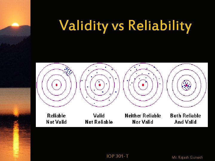 Validity vs Reliability IOP 301 -T Mr. Rajesh Gunesh 