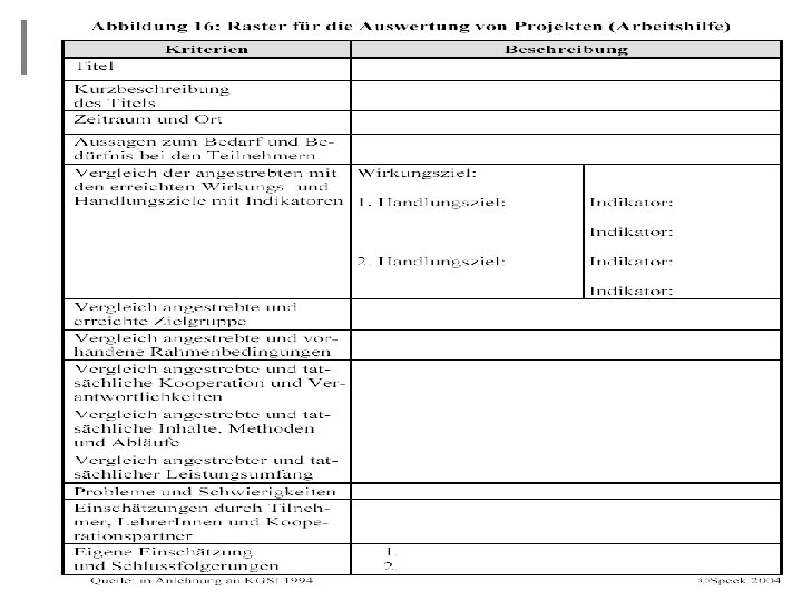 Abbildung 24: Raster für Auswertung von Projekten 