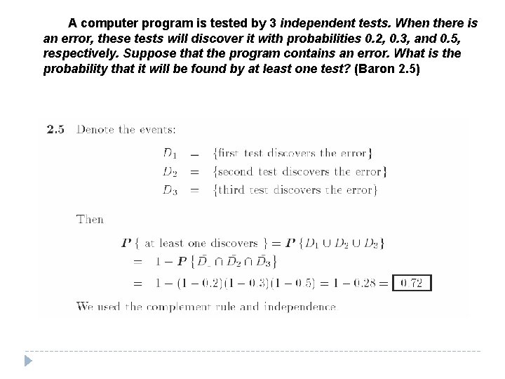 A computer program is tested by 3 independent tests. When there is an error,