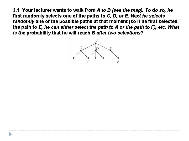 3. 1 Your lecturer wants to walk from A to B (see the map).