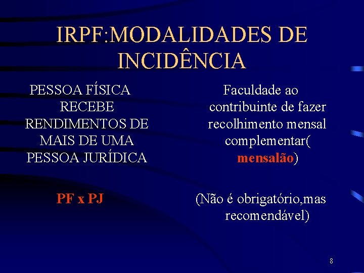 IRPF: MODALIDADES DE INCIDÊNCIA PESSOA FÍSICA RECEBE RENDIMENTOS DE MAIS DE UMA PESSOA JURÍDICA