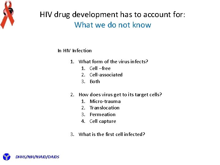 HIV drug development has to account for: What we do not know In HIV