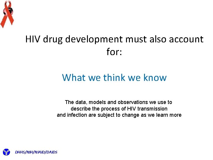 HIV drug development must also account for: What we think we know The data,