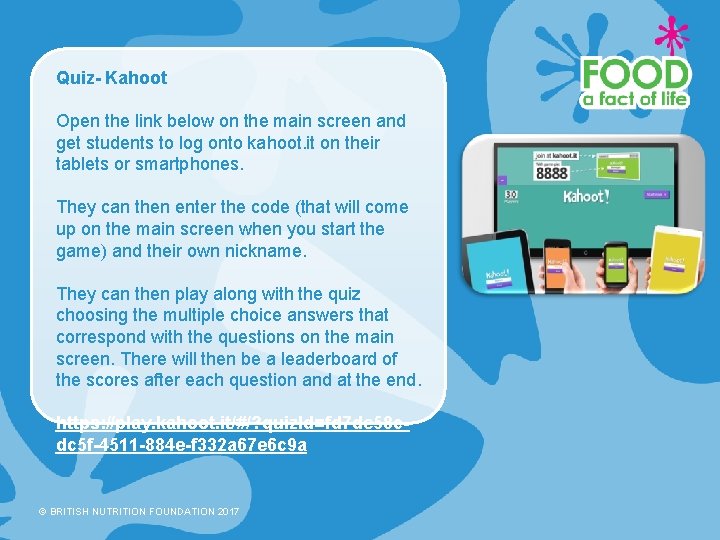 Quiz- Kahoot Open the link below on the main screen and get students to