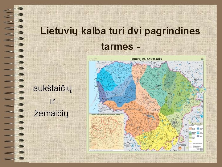 Lietuvių kalba turi dvi pagrindines tarmes - aukštaičių ir žemaičių. 