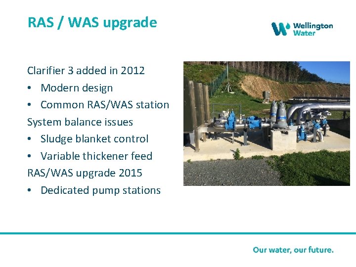RAS / WAS upgrade Clarifier 3 added in 2012 • Modern design • Common