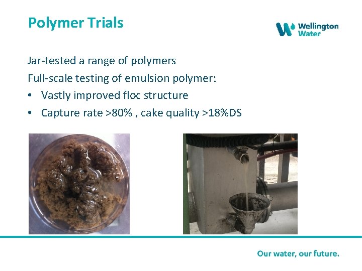 Polymer Trials Jar-tested a range of polymers Full-scale testing of emulsion polymer: • Vastly