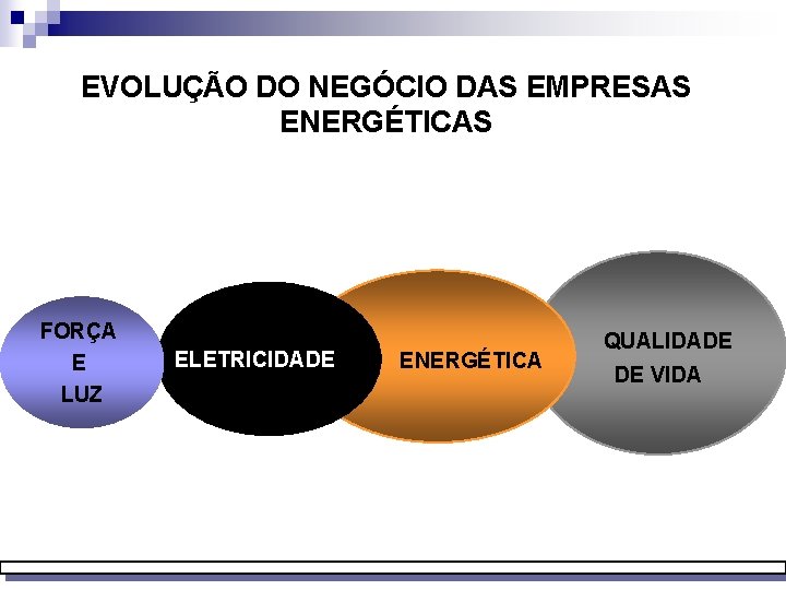 EVOLUÇÃO DO NEGÓCIO DAS EMPRESAS ENERGÉTICAS FORÇA E LUZ ØELETRICIDADE ENERGÉTICA QUALIDADE DE VIDA